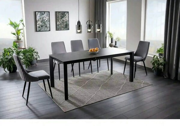 Masa extensibila METROPOL CERAMIC, negru, sticla securizata/ceramica