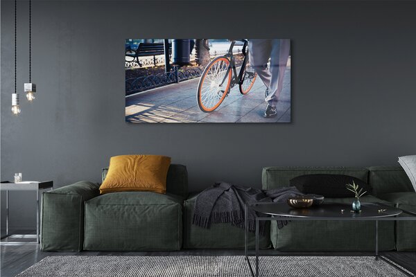 Tablouri pe sticlă Oraș picior de biciclete