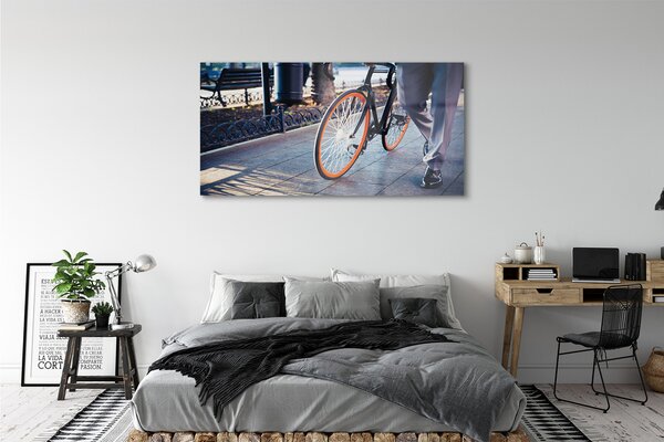 Tablouri pe sticlă Oraș picior de biciclete