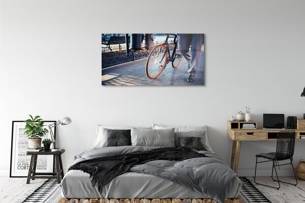Tablouri pe sticlă Oraș picior de biciclete