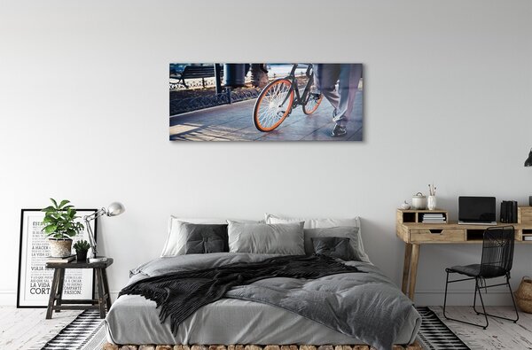 Tablouri pe sticlă Oraș picior de biciclete