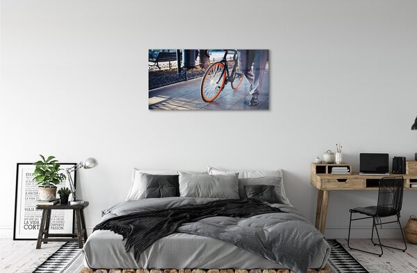 Tablouri pe sticlă Oraș picior de biciclete