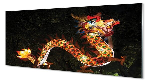 Tablouri pe sticlă dragon japonez iluminat