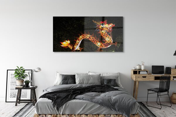 Tablouri pe sticlă dragon japonez iluminat