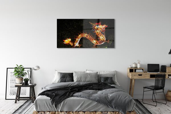 Tablouri pe sticlă dragon japonez iluminat