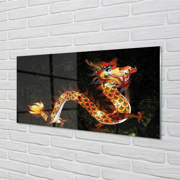 Tablouri pe sticlă dragon japonez iluminat