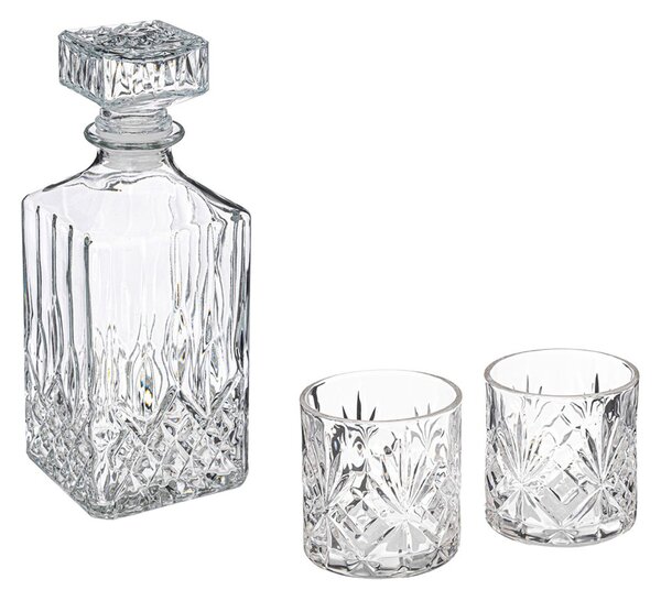 Set Whisky Carafa si 2 Pahare in cutie Cadou din Lemn