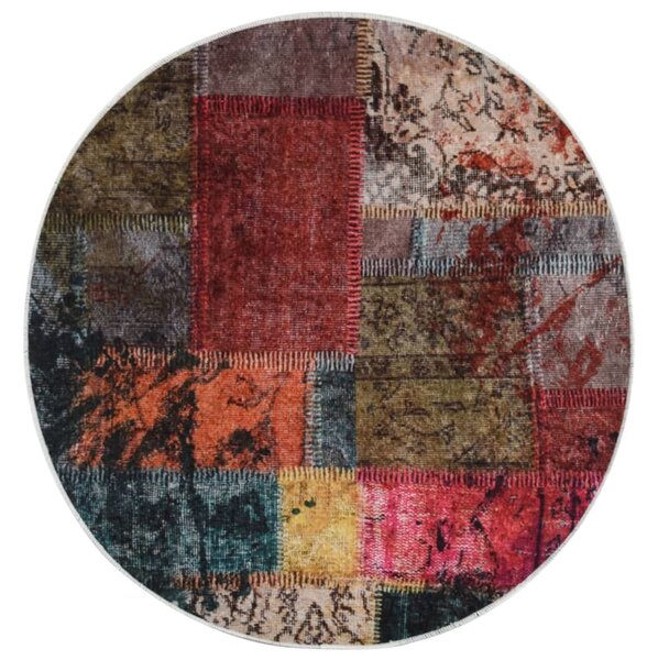 Covor lavabil, mozaic multicolor, φ120 cm, antiderapant