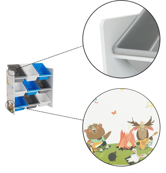 KONDELA Organizator/raft pentru jucării, multicolor/model, DARLING TIP 3