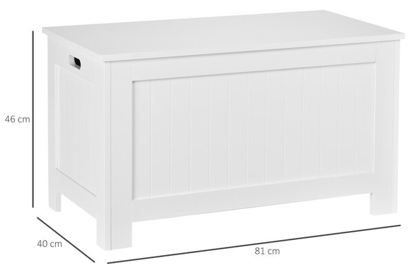 HOMCOM Banca de Depozitare Multifunctionala din Lemn MDF, 2 Manere si Deschidere cu Blocare de Siguranta, 81x40x46cm, Alb