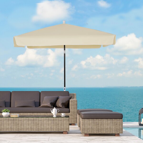 Outsunny Umbrelă de Grădină Pătrată, Reglabilă și Portabilă, Acoperiș Pătrat, 2x2m, Crem, Ușor de Asamblat | Aosom Romania
