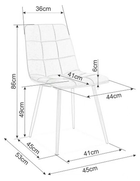 Scaun tapitat MILA, maro/negru, stofa catifelata/metal, 45x41x86 cm