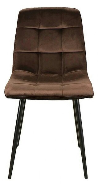 Scaun tapitat MILA, maro/negru, stofa catifelata/metal, 45x41x86 cm