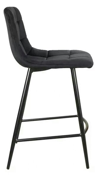 Scaun bar MILA H-2, negru, stofa catifelata/metal, 43x38x87 cm