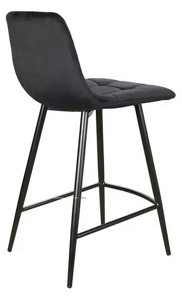 Scaun bar MILA H-2, negru, stofa catifelata/metal, 43x38x87 cm