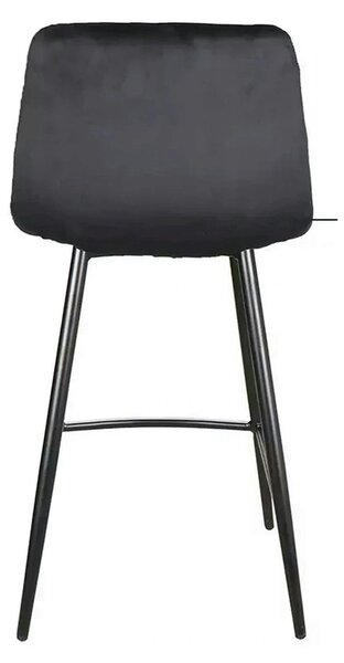 Scaun bar MILA H-2, negru, stofa catifelata/metal, 43x38x87 cm