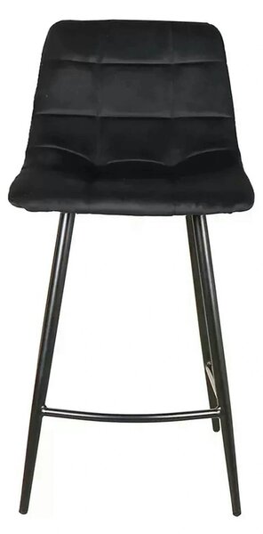 Scaun bar MILA H-2, negru, stofa catifelata/metal, 43x38x87 cm