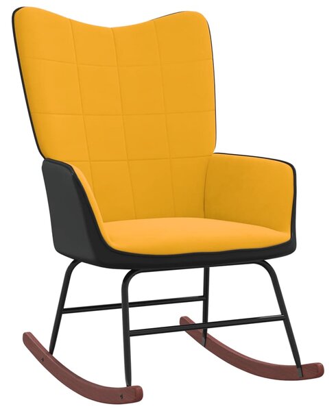 Scaun balansoar, galben muștar, catifea și PVC