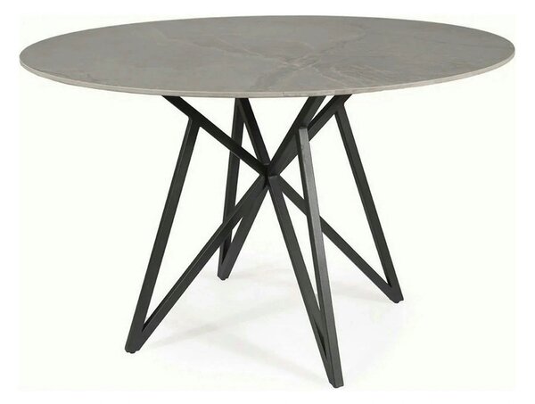 Masa MURANO, gri cu efect de marmura/negru, ceramica/metal, 120x120x76