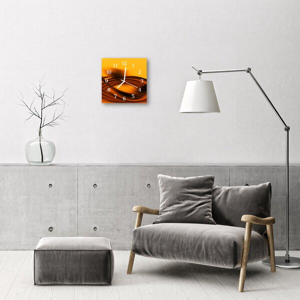 Ceas de perete din sticla pătrat Abstract Art Orange