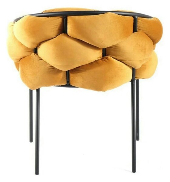 Scaun NORTE, galben mustar/negru, stofa catifelata/metal, 76x40x75 cm