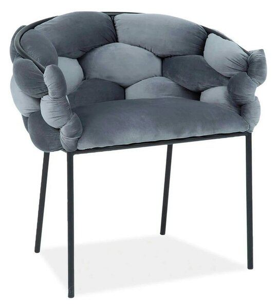 Scaun NORTE, gri/negru, stofa catifelata/metal, 76x40x75 cm