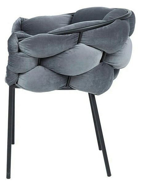 Scaun NORTE, gri/negru, stofa catifelata/metal, 76x40x75 cm