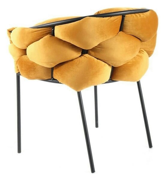 Scaun NORTE, galben mustar/negru, stofa catifelata/metal, 76x40x75 cm