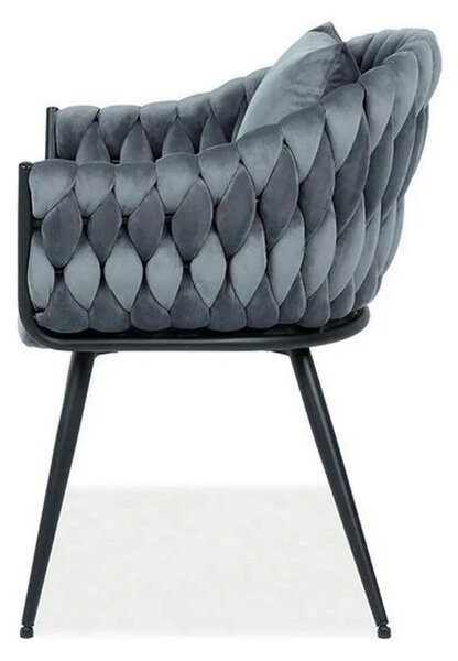 Scaun NUVO, gri/negru, stofa catifelata,metal, 62x47x86 cm
