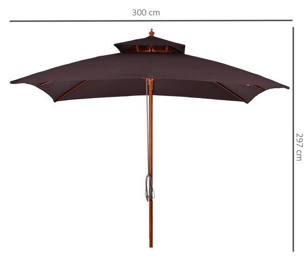 Umbrela de Gradina 3x3 Metri Outsunny, 8 Lamele Acoperire cu 2 Niveluri | Aosom Romania