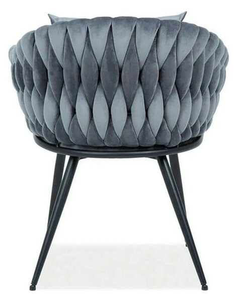 Scaun NUVO, gri/negru, stofa catifelata,metal, 62x47x86 cm