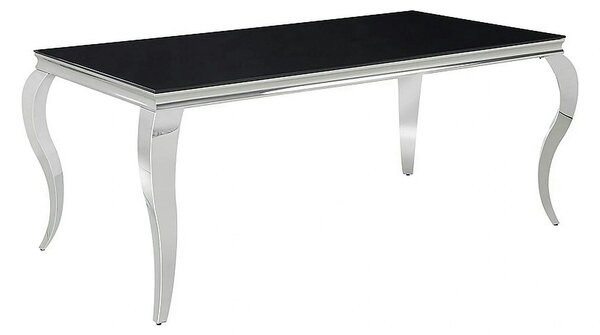 Masa PRINCE, negru/crom, sticla securizata/metal, 150x90x75 cm