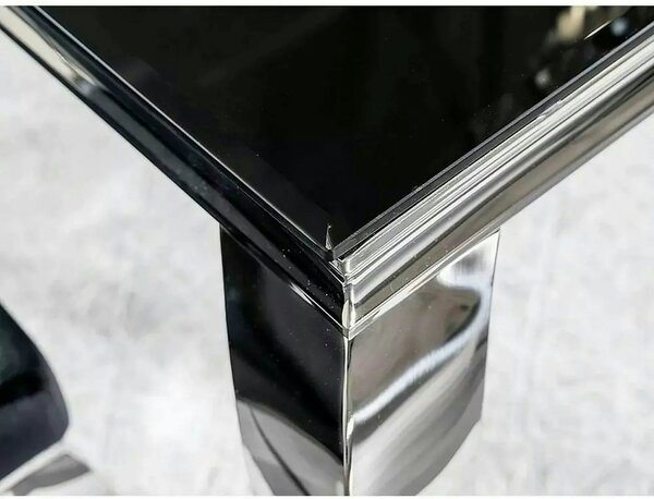 Masa PRINCE, negru/crom, sticla securizata/metal, 150x90x75 cm
