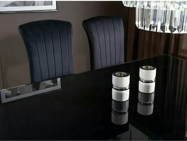 Masa PRINCE, negru/crom, sticla securizata/metal, 150x90x75 cm