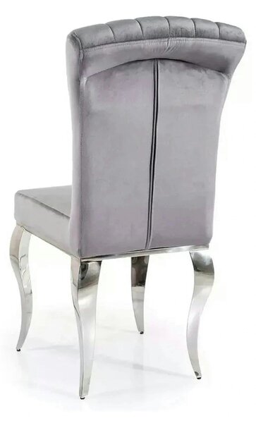 Scaun PRINCE, gri/crom, stofa catifelata/metal, 46x44x100 cm