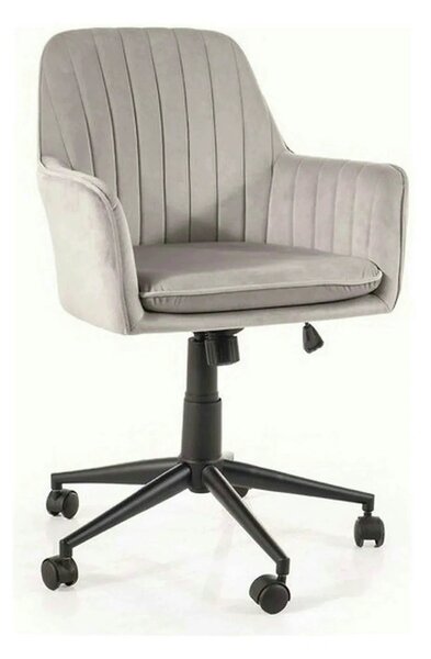 Scaun birou moale Q-886, gri deschis, stofa catifelata/metal, 58x44x83