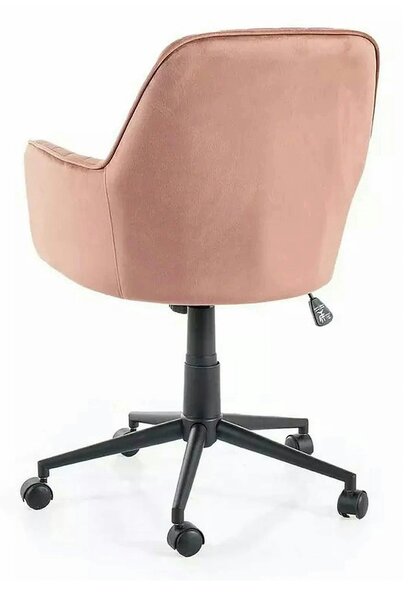 Scaun birou Q-886, roz antic/negru, stofa catifelata/metal, 55x44x83/9