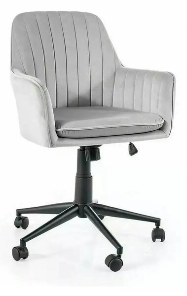 Scaun birou moale Q-886, gri deschis, stofa catifelata/metal, 58x44x83