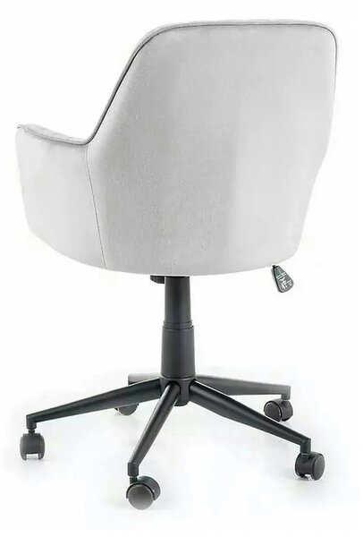 Scaun birou moale Q-886, gri deschis, stofa catifelata/metal, 58x44x83