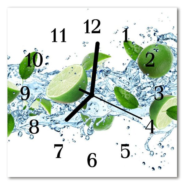 Ceas de perete din sticla pătrat Lime Green Alimente și băuturi