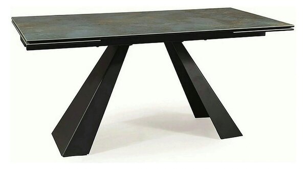 Masa extensibila SALVADORE CERAMIC, turcoaz/negru mat, sticla securiza
