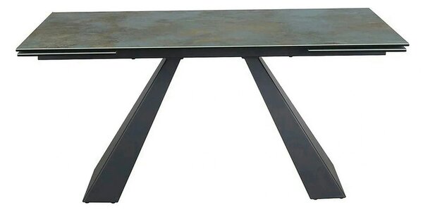 Masa extensibila SALVADORE CERAMIC, turcoaz/negru mat, sticla securiza