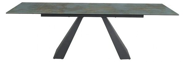 Masa extensibila SALVADORE CERAMIC, turcoaz/negru mat, sticla securiza