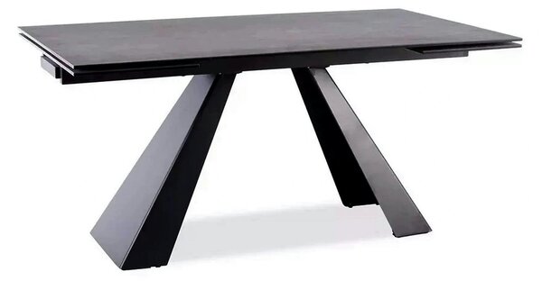 Masa extensibila SALVADORE CERAMIC, gri/negru mat, sticla securizata/c