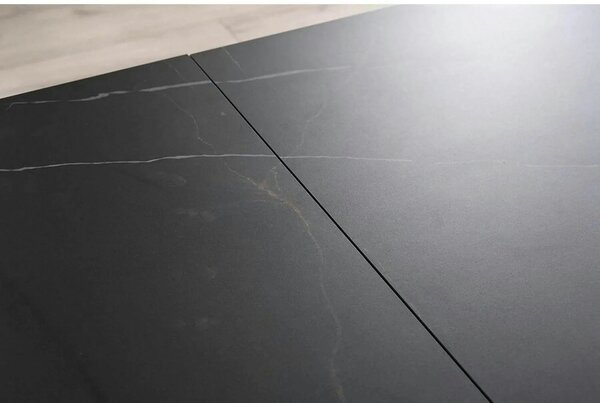Masa extensibila SALVADORE CERAMIC, negru mat cu efect de marmura, sti
