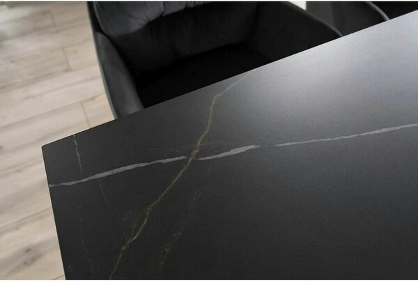 Masa extensibila SALVADORE CERAMIC, negru mat cu efect de marmura, sti