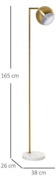 Lampa de podea cu structura metalica si abajur reglabil, din Metal si Marmura 38x26x165cm Auriu, Alb HOMCOM | Aosom RO