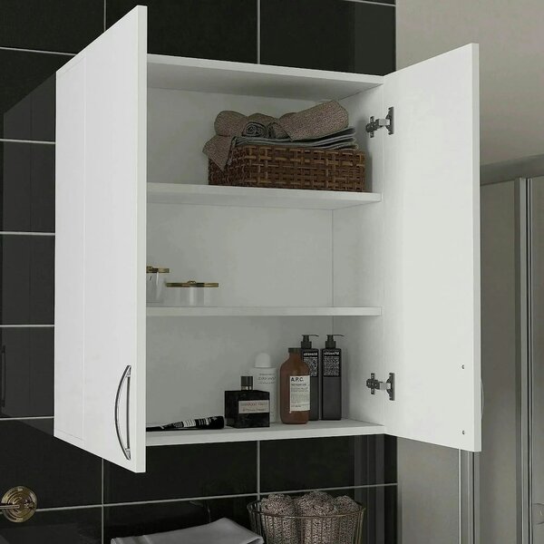 Dulap baie suspendat BENITO, alb, PAL melaminat, cu 2 usi, 70x27x80 cm