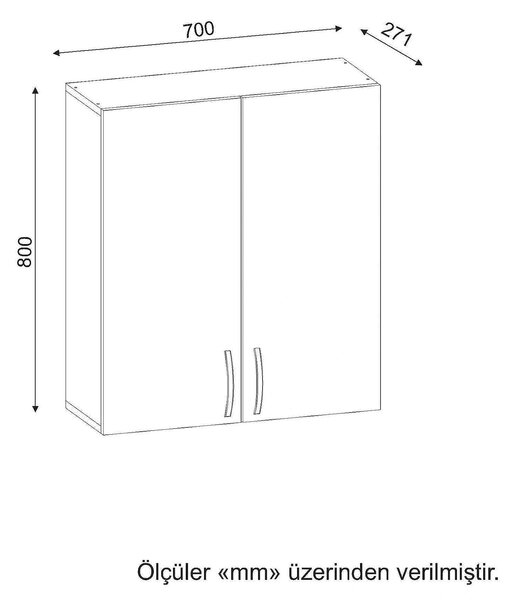 Dulap baie suspendat BENITO, alb, PAL melaminat, cu 2 usi, 70x27x80 cm