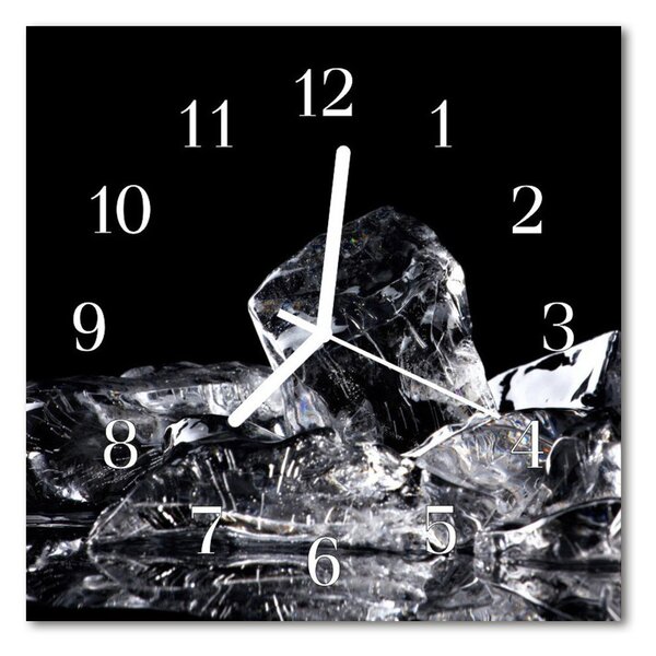 Ceas de perete din sticla pătrat Cuburile de gheață Bucătărie Black & White